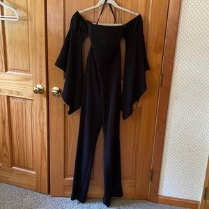 White House Black Market flare arm off the shoulder jumpsuit